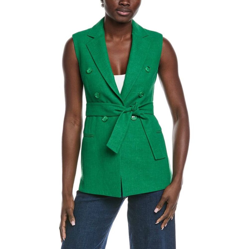 Akris Womens  Georgia Linen & Wool-Blend Waistcoat, Green